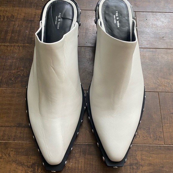Rag & Bone Santiago Wedge mules in antique white - Picture 11 of 14
